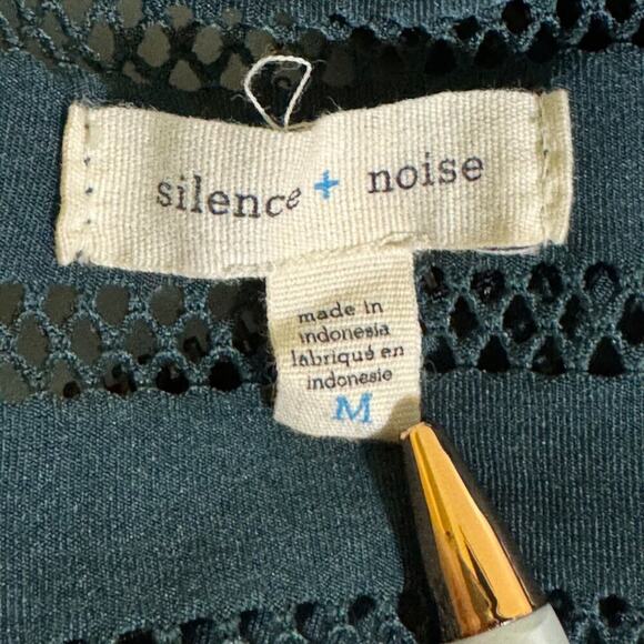 Silence + Noise Green Mesh Cocktail Sleeveless Dress Green Knee Length Medium - Picture 6 of 7